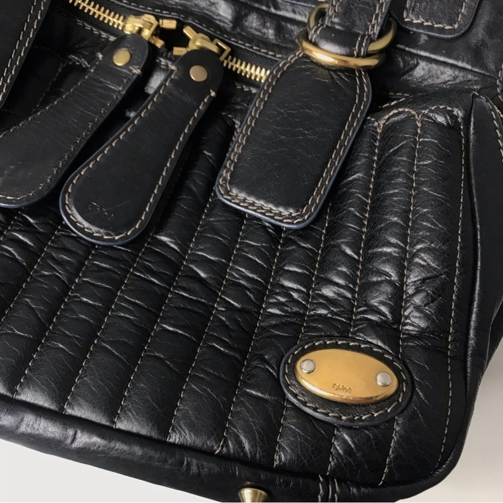 Chloe Quilted Bay Black large satchel handbag. - Picture 3 of 8